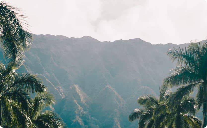 View of mountains from a resort in Hawaii