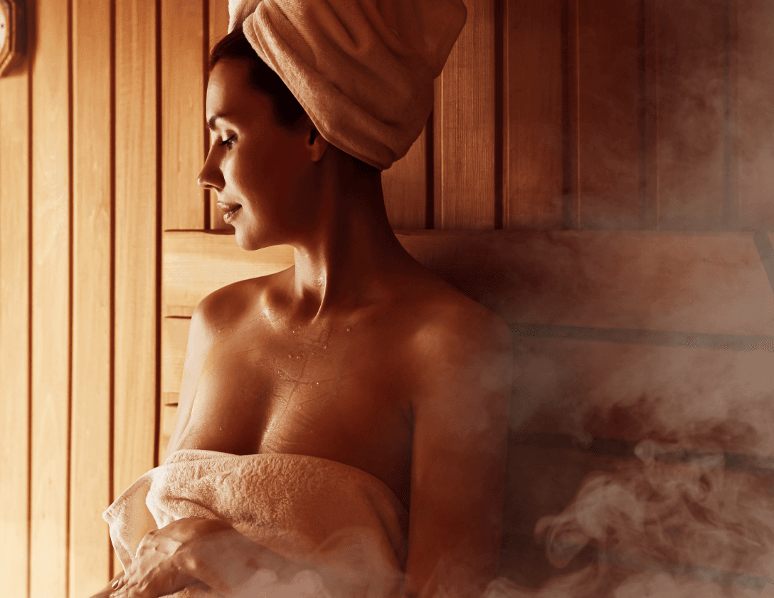 women in steamy sauna