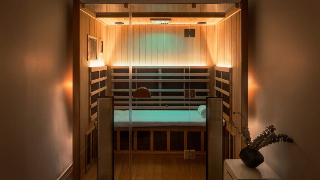 Infrared sauna cabin at a hotel spa