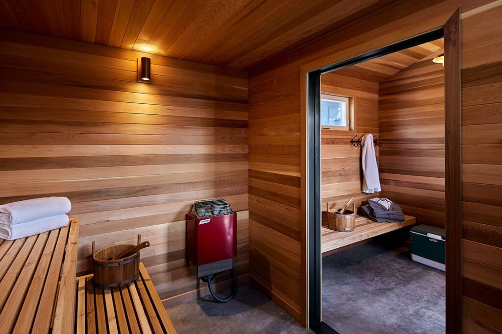 Private cedar sauna for the Nordic Spa Experience at High Country Motor Lodge in Flagstaff