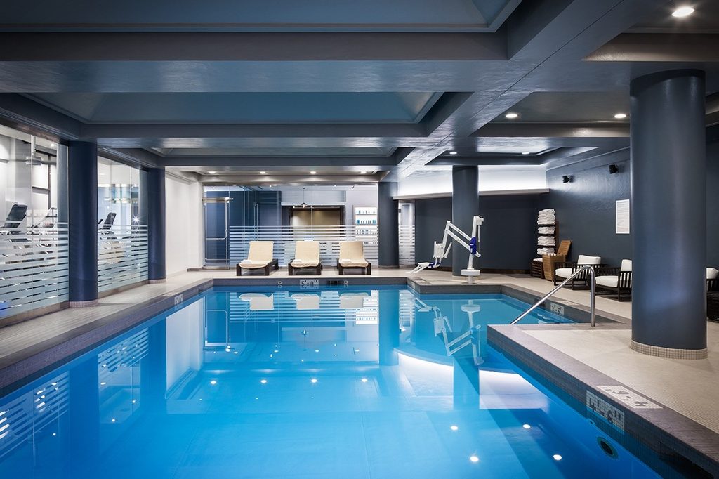 Indoor heated saltwater pool at The Underground Spa at The Logan Hotel